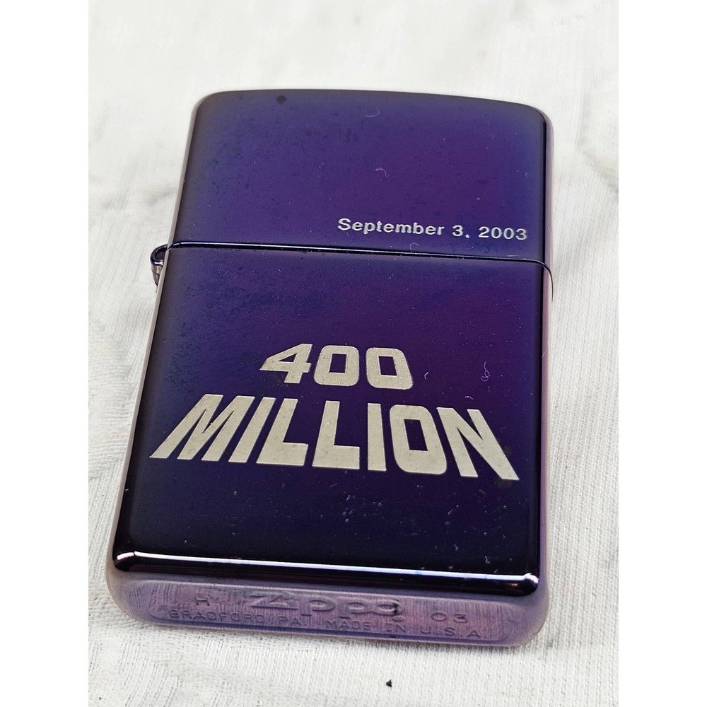 Vintage‎ 2003 400 Million Zippo's High Polish Purple Zippo Lighter